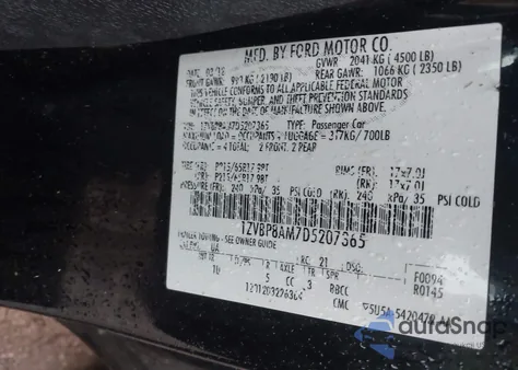 2013 Ford Mustang V6 z USA, uszkodzony, nr VIN 1ZVBP8AM7D5207365